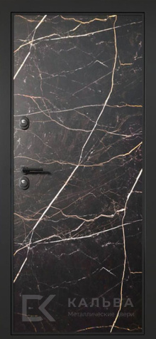 Фото «Стальная дверь под чёрный мрамор внутри белая с зеркалом №3»